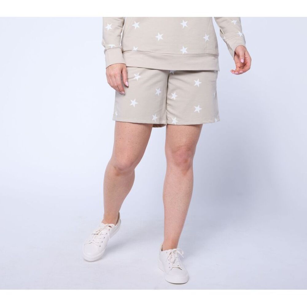 Belle by Kim Gravel Women's Pants Sz L " French Terry Star Shorts Brown